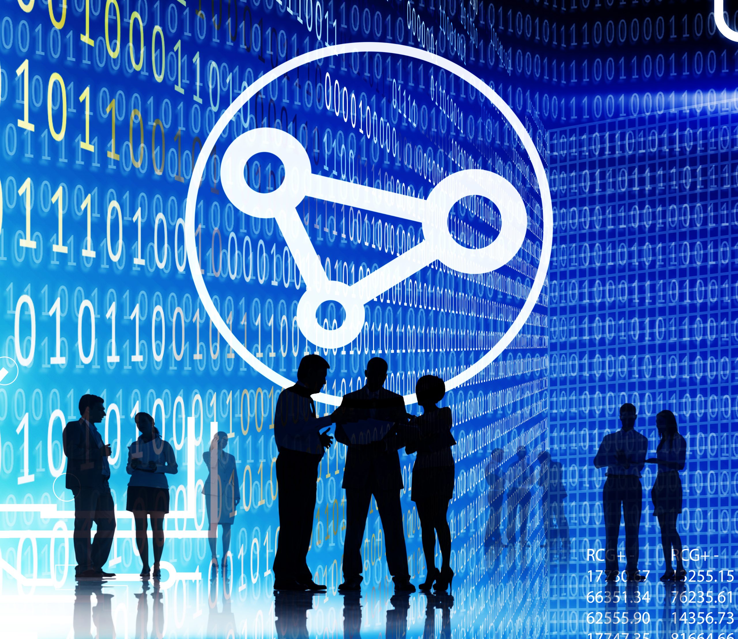 Business People Binary Code Sharing Technology Concept